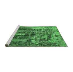 Sideview of Machine Washable Oriental Emerald Green Industrial Area Rugs, wshurb2489emgrn