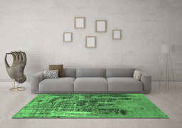 Machine Washable Oriental Emerald Green Industrial Area Rugs in a Living Room,, wshurb2489emgrn