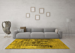 Machine Washable Oriental Yellow Industrial Rug in a Living Room, wshurb2489yw