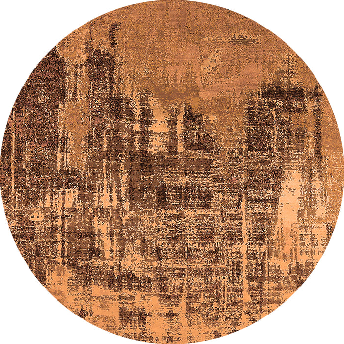 Round Oriental Orange Industrial Rug, urb2489org