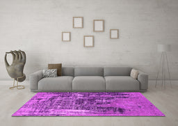 Machine Washable Oriental Pink Industrial Rug in a Living Room, wshurb2489pnk
