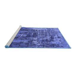Sideview of Machine Washable Oriental Blue Industrial Rug, wshurb2489blu