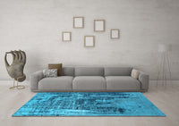 Machine Washable Oriental Light Blue Industrial Rug, wshurb2489lblu