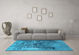 Machine Washable Oriental Light Blue Industrial Rug in a Living Room, wshurb2489lblu
