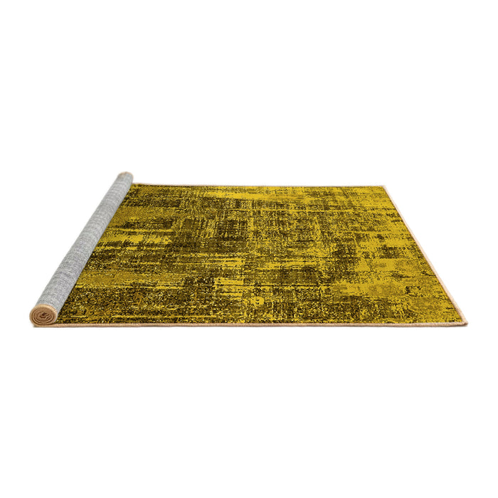 Sideview of Machine Washable Oriental Yellow Industrial Rug, wshurb2489yw
