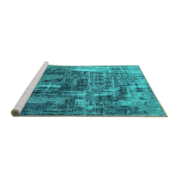 Sideview of Machine Washable Oriental Turquoise Industrial Area Rugs, wshurb2489turq