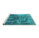 Sideview of Machine Washable Oriental Turquoise Industrial Area Rugs, wshurb2489turq