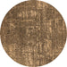 Round Oriental Brown Industrial Rug, urb2490brn