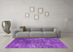 Machine Washable Oriental Purple Industrial Area Rugs in a Living Room, wshurb2490pur