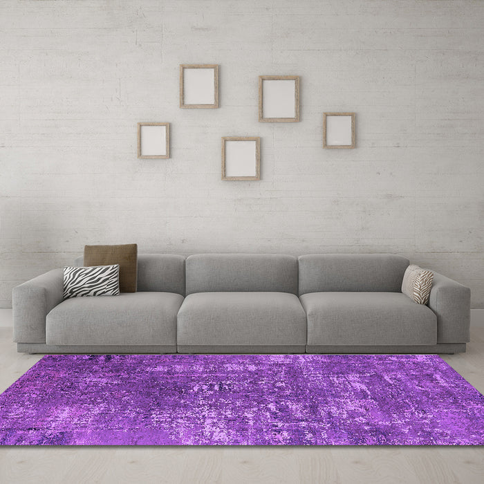 Machine Washable Oriental Purple Industrial Area Rugs in a Living Room, wshurb2490pur