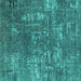 Square Machine Washable Oriental Turquoise Industrial Area Rugs, wshurb2490turq