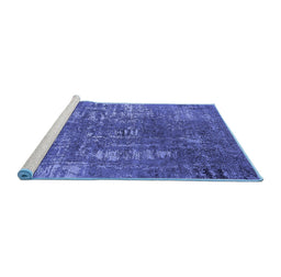 Sideview of Machine Washable Oriental Blue Industrial Rug, wshurb2490blu