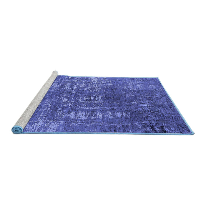 Sideview of Machine Washable Oriental Blue Industrial Rug, wshurb2490blu
