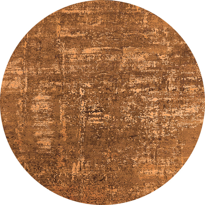 Round Machine Washable Oriental Orange Industrial Area Rugs, wshurb2490org