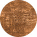 Round Machine Washable Oriental Orange Industrial Area Rugs, wshurb2490org