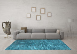 Machine Washable Oriental Light Blue Industrial Rug in a Living Room, wshurb2490lblu