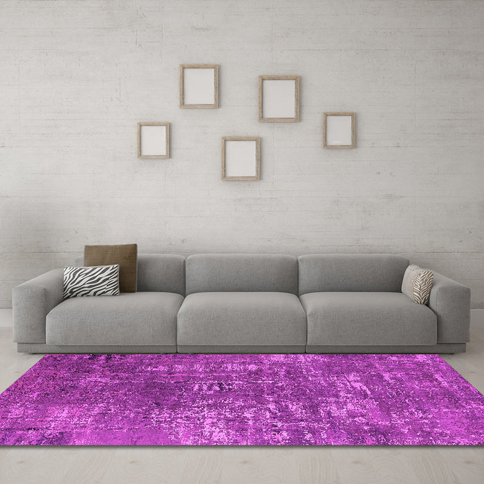 Machine Washable Oriental Pink Industrial Rug in a Living Room, wshurb2490pnk