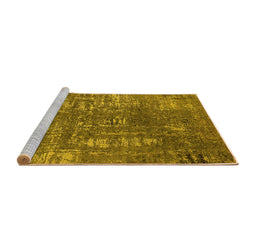 Sideview of Machine Washable Oriental Yellow Industrial Rug, wshurb2490yw