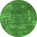 Round Oriental Green Industrial Rug, urb2490grn