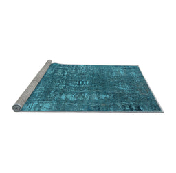 Sideview of Machine Washable Oriental Light Blue Industrial Rug, wshurb2490lblu