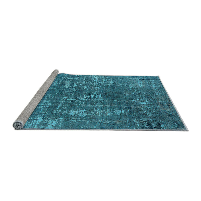 Sideview of Machine Washable Oriental Light Blue Industrial Rug, wshurb2490lblu