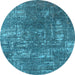 Round Oriental Light Blue Industrial Rug, urb2490lblu