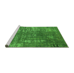 Sideview of Machine Washable Oriental Green Industrial Area Rugs, wshurb2490grn