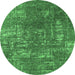 Round Oriental Emerald Green Industrial Rug, urb2490emgrn