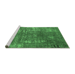 Sideview of Machine Washable Oriental Emerald Green Industrial Area Rugs, wshurb2490emgrn