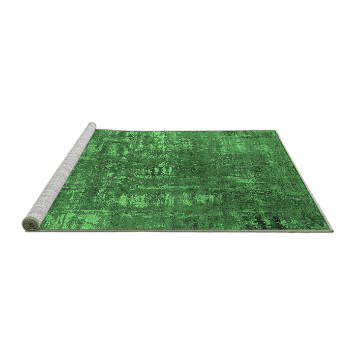 Sideview of Machine Washable Oriental Emerald Green Industrial Area Rugs, wshurb2490emgrn