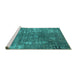 Sideview of Machine Washable Oriental Turquoise Industrial Area Rugs, wshurb2490turq