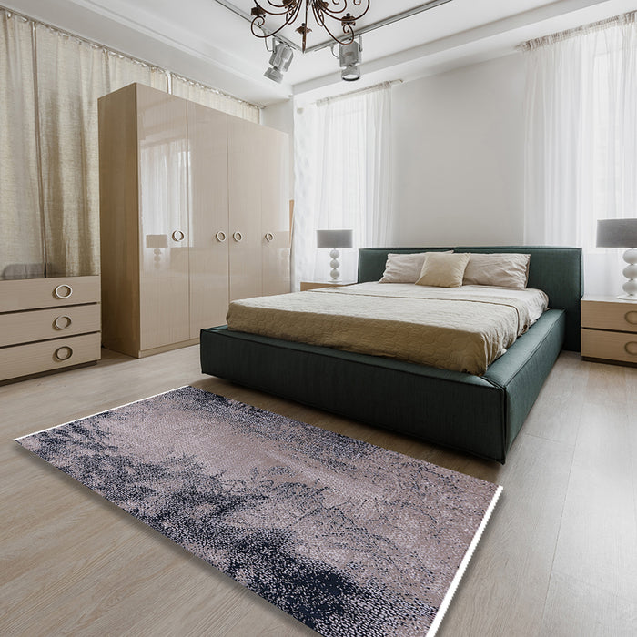 Machine Washable Industrial Modern Silver Pink Rug in a Bedroom, wshurb2491