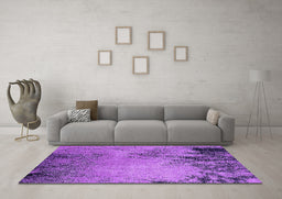 Machine Washable Oriental Purple Industrial Area Rugs in a Living Room, wshurb2491pur