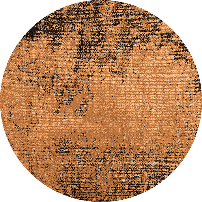 Round Machine Washable Oriental Orange Industrial Area Rugs, wshurb2491org