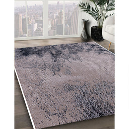 Mid-Century Modern Silver Pink Oriental Rug in Family Room, urb2491