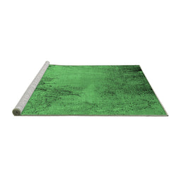 Sideview of Machine Washable Oriental Emerald Green Industrial Area Rugs, wshurb2491emgrn