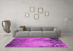 Machine Washable Oriental Pink Industrial Rug in a Living Room, wshurb2491pnk