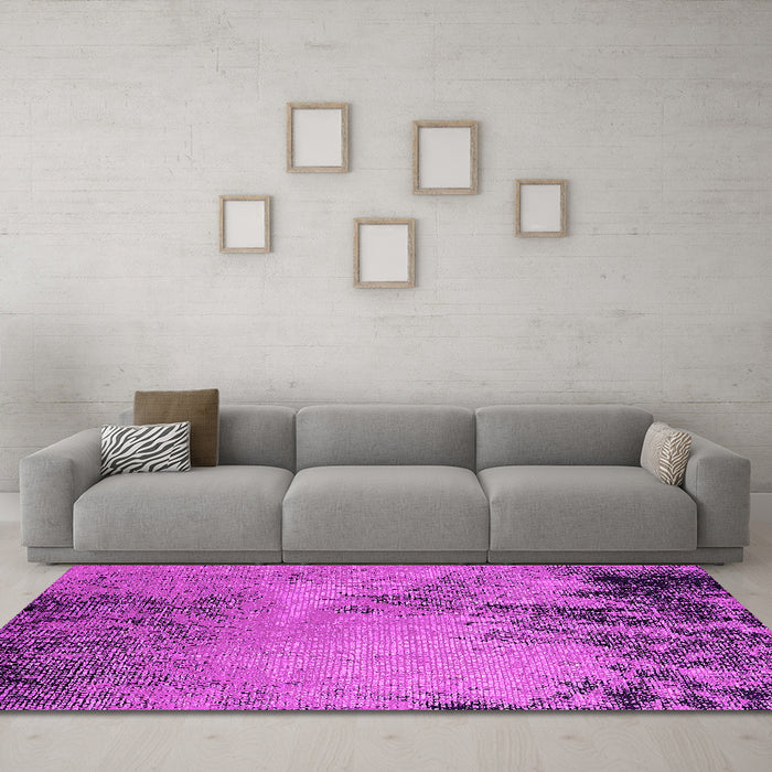 Machine Washable Oriental Pink Industrial Rug in a Living Room, wshurb2491pnk