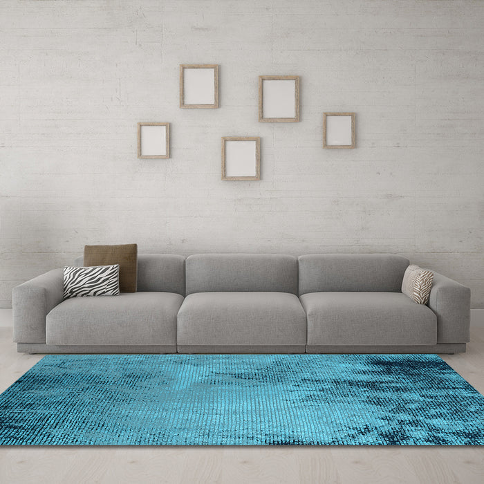 Machine Washable Oriental Light Blue Industrial Rug in a Living Room, wshurb2491lblu