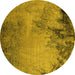 Round Oriental Yellow Industrial Rug, urb2491yw