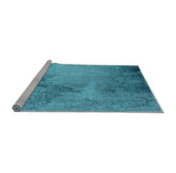 Sideview of Machine Washable Oriental Light Blue Industrial Rug, wshurb2491lblu