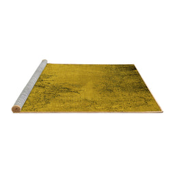 Sideview of Machine Washable Oriental Yellow Industrial Rug, wshurb2491yw