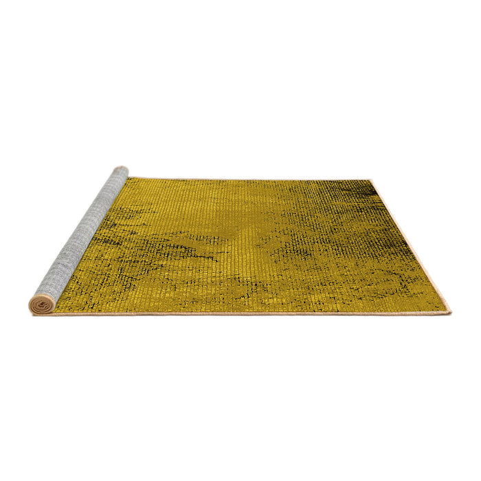 Sideview of Machine Washable Oriental Yellow Industrial Rug, wshurb2491yw
