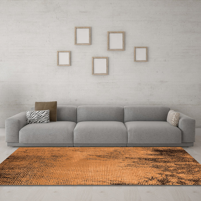 Machine Washable Oriental Orange Industrial Area Rugs in a Living Room, wshurb2491org