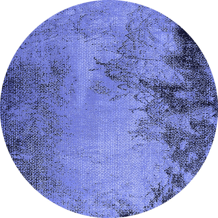 Round Machine Washable Oriental Blue Industrial Rug, wshurb2491blu