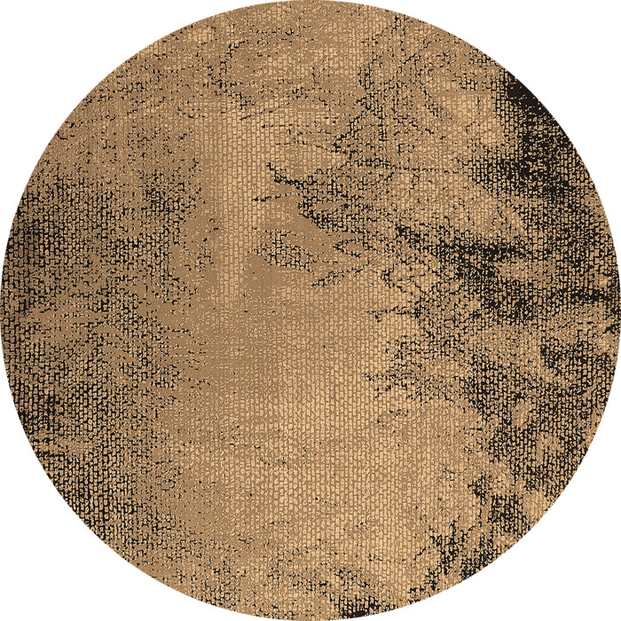 Round Oriental Brown Industrial Rug, urb2491brn