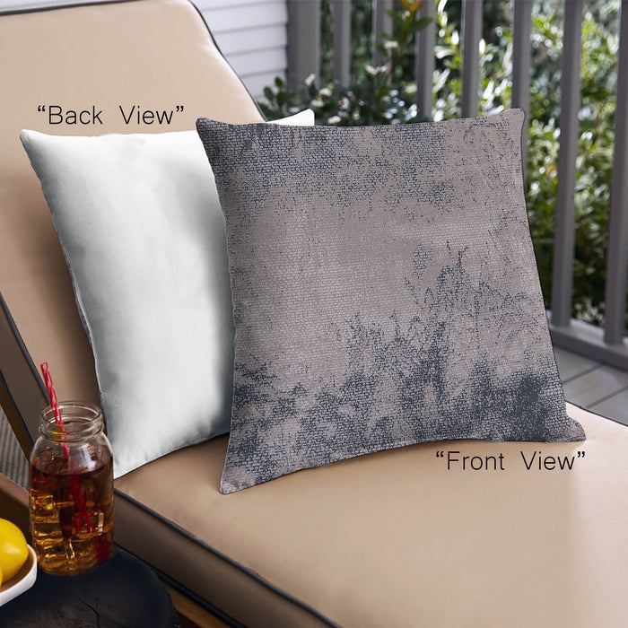 Front View of Mid-Century Modern Urban Square Silver Pink Throw Pillow, 18 inch by 18 inch, pwurb2491