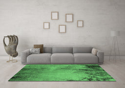 Machine Washable Oriental Emerald Green Industrial Area Rugs in a Living Room,, wshurb2491emgrn