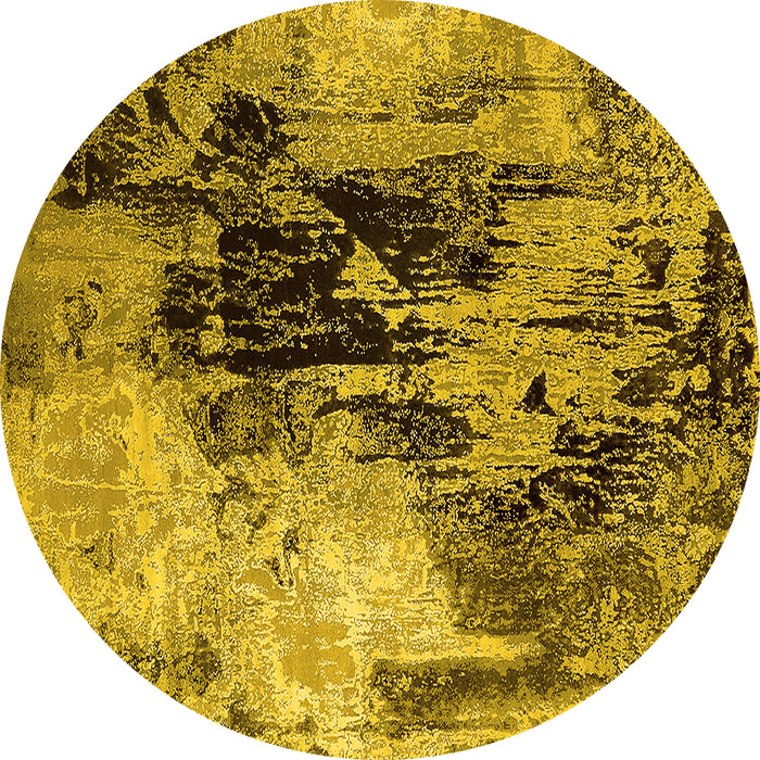 Round Oriental Yellow Industrial Rug, urb2492yw