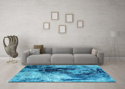 Machine Washable Oriental Light Blue Industrial Rug in a Living Room, wshurb2492lblu